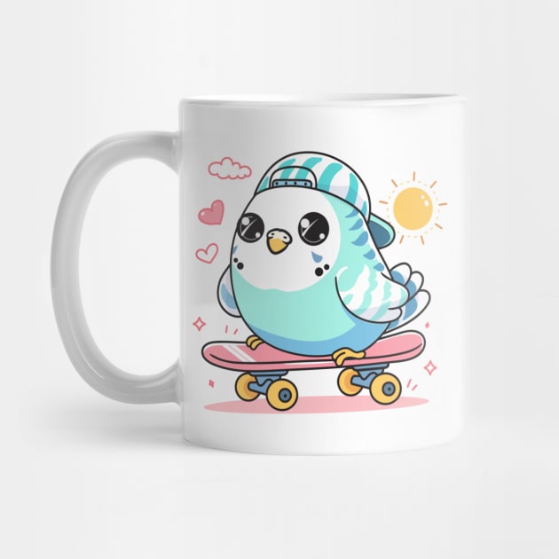Budgie Skateboarding by CreativeSage